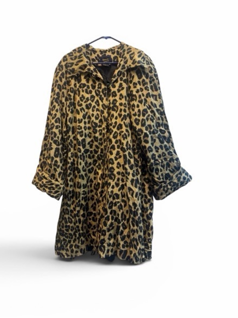 Dennis Basso Vintage Silk blend Leopard Swing Coat size Large